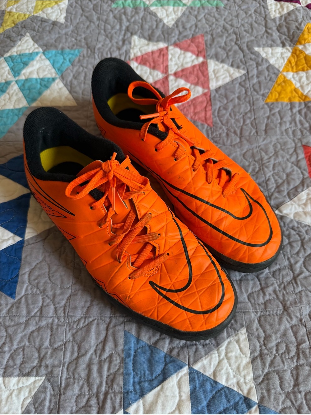 Nike Bright Orange Indoor Soccer Shoes with Black Swoosh